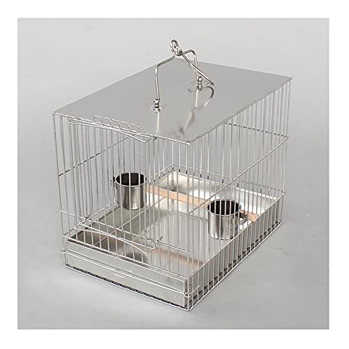 Vogelkäfig Vogelkäfig Edelstahl Papageienkäfig Stardrossel Take a Bath Out Cage Vogelkäfig Out Box Out Cage Birdcages Decor ( Size : L ) von Sudemota