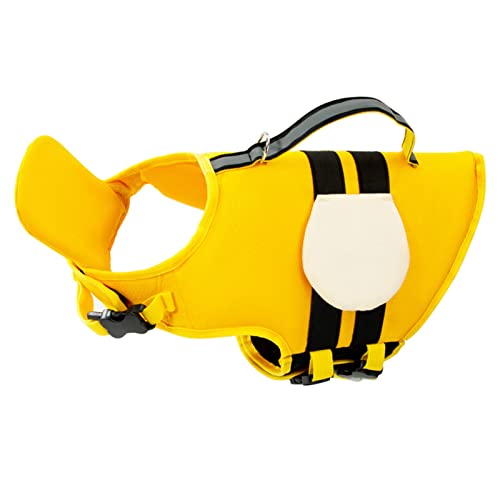 SueaLe Haustier-Rettungsweste für Jacke, Hunde-Schwimmweste, Verstellbarer Gürtel, gelbes Bienenmotiv, Sicherheitsleben für Jacke zum Schwimmen, Bootfahren von SueaLe