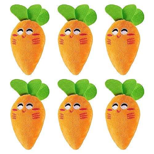 SueaLe Hunde-Plüsch-Quietschspielzeug, gefülltes Welpen-Kauspielzeug, weiche Karottenform für die Zahnreinigung, Orange im Karotten-Stil von SueaLe