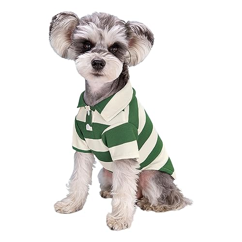 SueaLe Hundekleidung, gestreiftes T-Shirt für kleine Haustiere, Bichon Bull Dog, kurzärmeliges 2-Bein-Poloshirt, Welpen-Sommerkleidung, Katzen-Outfits von SueaLe