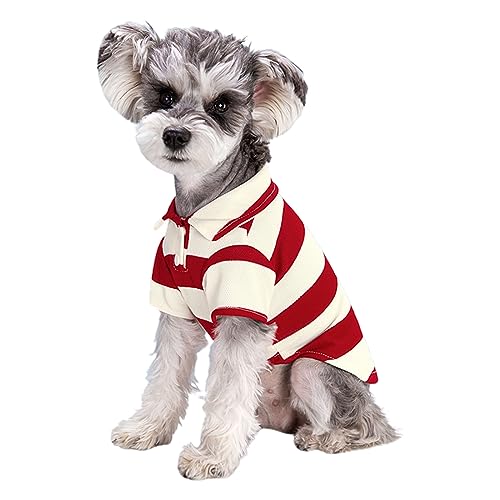 SueaLe Hundekleidung, gestreiftes T-Shirt für kleine Haustiere, Bichon Bull Dog, kurzärmeliges 2-Bein-Poloshirt, Welpen-Sommerkleidung, Katzen-Outfits von SueaLe