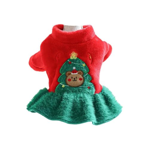 SueaLe Hunderock Kleid Für Mittelgroße Und Große Hunde Bärenmuster Mantel Hundebekleidung Pullover Welpen Pyjama Kleid Weihnachtlicher Themenrock von SueaLe