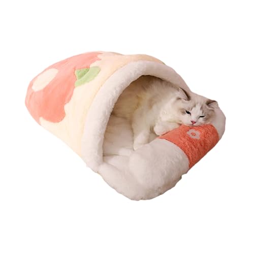 SueaLe Winter warmes Katzenbett, rutschfest, tiefes Schlafbett, kleines Kätzchen, verdickter Schlafsack, Kissen, Bettwäsche für Kätzchen, Katzenversorgung von SueaLe