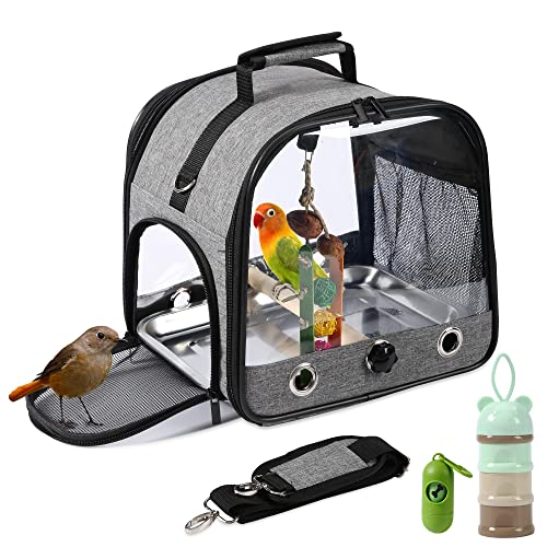 Suertree Transportbehälter für Vögel, Vogel transportbox, Vogelkäfig Wellensittich, tragbare Vogelträger Reisetasche, Transparent atmungsaktiver Reisekäfig für Haustiere von Suertree
