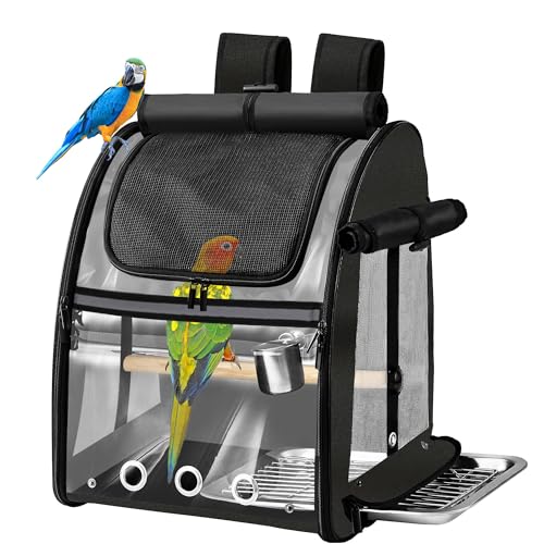 SUERTREE Vogeltragetasche mit unzerstörbarem Edelstahlnetz, Vogelreisekäfig mit Ständer, leicht zu reinigender Rucksack für Papagei, tragbare Vogelreisetasche, Haustier-atmungsaktiver Reisekäfig SUERTREE Vogeltragetasche mit unzerstörbarem Edelstahlnetz, Vogelreisekäfig mit Ständer, leicht zu reinigender Rucksack für Papagei, tragbare Vogelreisetasche, Haustier-atmungsaktiver Reisekäfig von Suertree