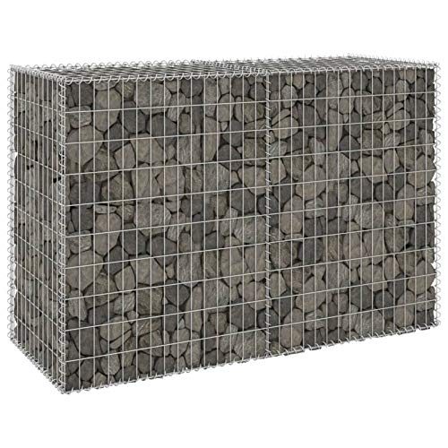 Sufrk Gabione mit Abdeckung aus verzinktem Stahl 150 x 60 x 100 cm, Gabione Stein Korb von Sufrk