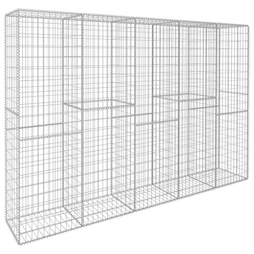 Sufrk Gabione mit Abdeckung aus verzinktem Stahl 300 x 50 x 200 cm, Gabione Stein Korb von Sufrk