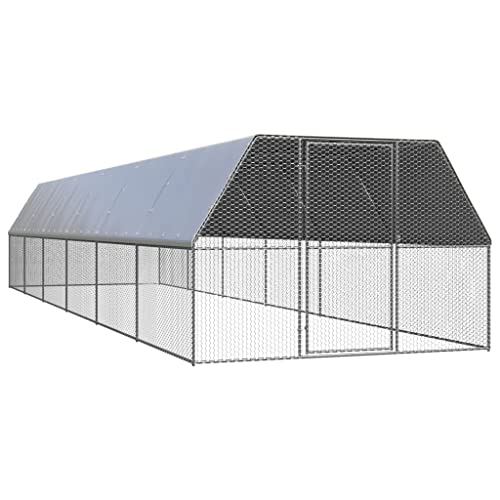 Sufrk Hühnerkäfig 3 x 12 x 2 m aus verzinktem Stahl, mit Sicherheitsschloss und wasserdichtem Sonnenschutz, Rahmen aus robustem Stahl, ideal für Hühner, Kaninchen und andere kleine Tiere von Sufrk