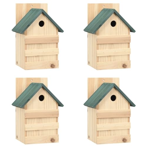 Sufrk Vogelhäuser 4 Stück 23 x 19 x 33 cm aus Tannenholz Vogelhaus Kleines Haus Dekoration von Sufrk