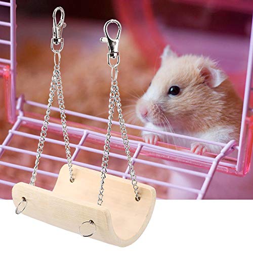 Sugoyi Anti-Rutsch Leicht zu installierendes Haustierspielzeug, Hamsterschaukel, ungiftiges Holzschaukel Haustier-Hängespielzeug für Kleintiere Hamster von Sugoyi