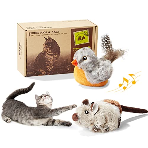 Suhaco Katzenspielzeug für Katzen im Innenbereich, interaktives Feder, quietschendes Vogel- und Maus-Kätzchen, Melodie Chaser Motion aktiviertes Kätzchen, lustiges Spielzeug (2 Stück) von Suhaco