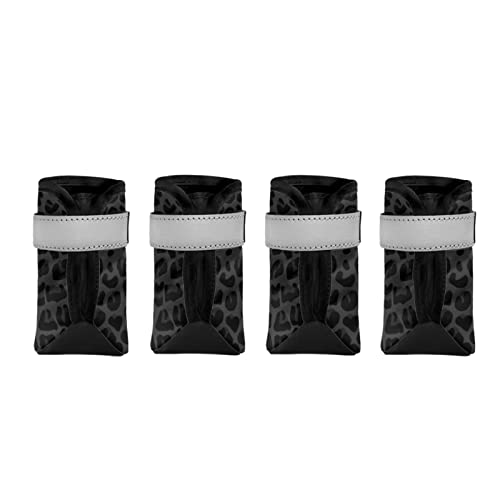 Suhoaziia Schwarz Leopard Haustier Hundeschuhe Herbst Winter Warme Hundeschuhe Leichte Baumwolle Anti-Rutsch-Schuhe für Kleine bis Große Hunde Haustier von Suhoaziia