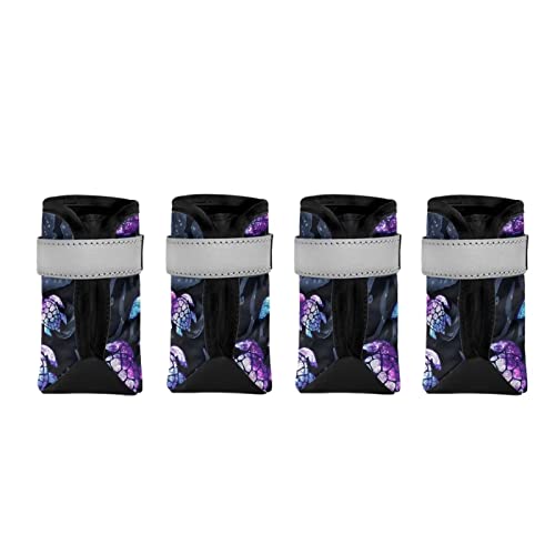 Suhoaziia Turtle Galaxy 4 Stück/Set Atmungsaktive Hundeschuhe Anti-Rutsch Haustier Stiefel Pfotenschutz Reflektierende Riemen Hund Teddy Bequeme Schuhe von Suhoaziia