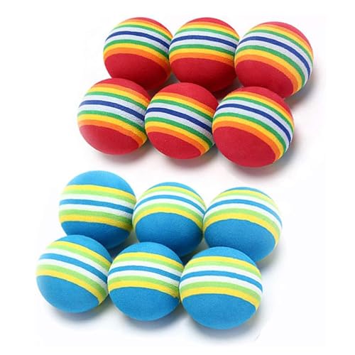 10 Stück interaktive Katzenspielzeug für Katzen im Innenbereich, roter Regenbogen, weiche EVA-Schaumbälle für Welpen, leises Spiel, Schwammbälle (Mixed Color, 10 Stück) von SuiHeill