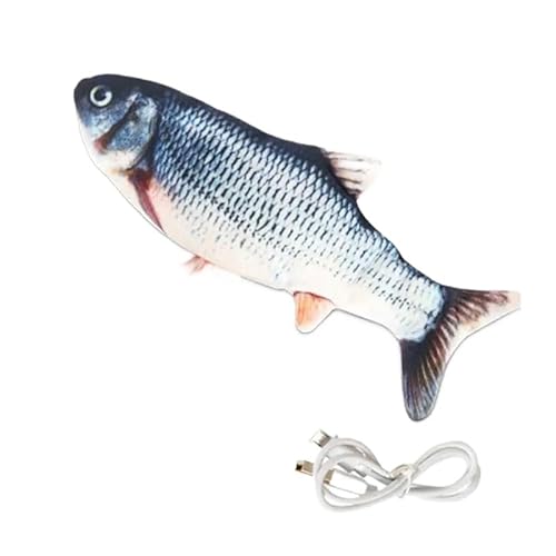 Haustier Spielzeug Fisch Form Weiche Plüsch USB Ladegerät Wels 3D Simulation Tanzen Interaktion Lieferungen Kauspielzeug für Haustiere (RED CO von SuiHeill