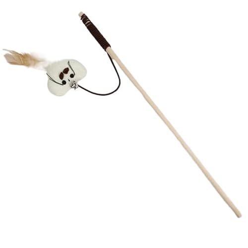 Katze Feder Maus Lustiger Stab mit Glocke Spielen Anhänger Fake Mäuse Necken Spaß Kätzchen Stange Spielzeug Interaktive Angelrute (Triangular Head-) von SuiHeill