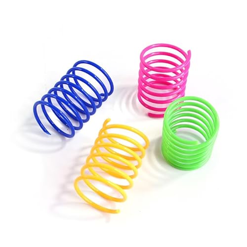 Katzenspielzeug, groß und langlebig, schwer, bunte Federn, Spielzeug für Haustiere, Spiralfedern, 4/8/16/20 Stück (4 Stück) von SuiHeill
