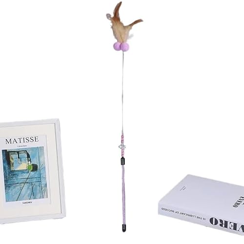 Katzenspielzeug aus Federn, Katzenspielzeug aus Stahldraht mit Glöckchen, Kratzspielzeug für Katzen, Teaser Stick Ball, Produkte für Haustiere (8) von SuiHeill