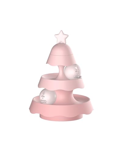 Mini-Spielzeug für Katzen mit Katzengras an der Oberseite, Plattenspieler mit 2 Ebenen, zwei Bälle für Katzen, Spielzeug für Kätzchen mit körperlicher Übung 5,5 Zoll (Large Size-Pink) von SuiHeill