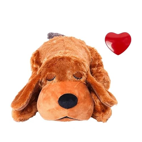 Plüschtier für Hunde mit Herzschlag für Haustiere, Verhaltenstraining, bequem, kuschelig, Linderung von Angst, Schlafhilfe, langlebige Puppe (Brow Dog Heartbeat) von SuiHeill