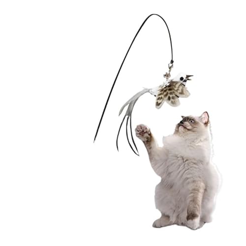 Simulation interaktiver Vogel Lustige Katze Stick Spielzeug Gefiederter Pelziger Vogel mit Glocke Spielzeug Saugen Kätzchen Spielen Zubehör für Haustiere (Big-Set) von SuiHeill