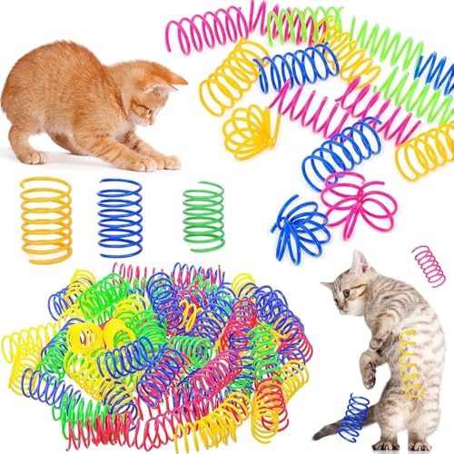 SuiHeill 4/200 Stück Federspielzeug für Katzen, interaktives Spiralspielzeug für Katzen, bunt, Spiralfedern für Kätzchen, Jagd (12 Stück) von SuiHeill