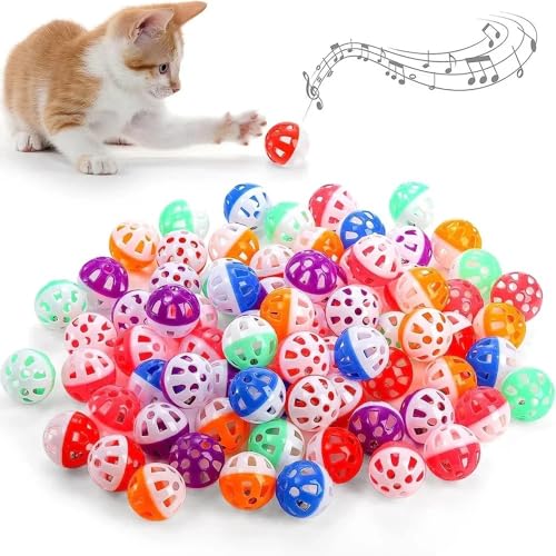 SuiHeill 6/100 Stück Katzenspielzeug, Spielbälle für Katzen, mit Glöckchen, Rasselspielzeug, Spielzeug für Katzen, zufällige Farbe (6 Stück) von SuiHeill