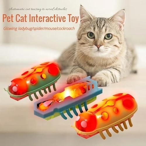 SuiHeill Interaktives Spielzeug für Katzen und Kätzchen, Mini-Insekt, automatisches Schaukelspielzeug, batteriebetrieben, Vibration, Käfer (Ladybug4) von SuiHeill