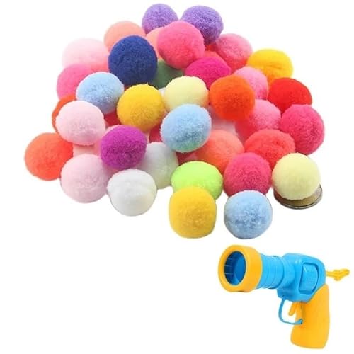 SuiHeill Katzenspielzeug, interaktives Trainingsspielzeug für Kätzchen, Mini-Spielzeug, kreatives Spielzeug, Plüsch, ausziehbar, Zubehör für Haustiere (20 Bälle, 1 Shooter) von SuiHeill