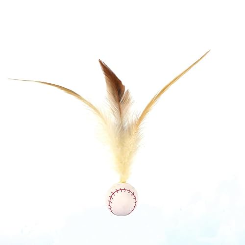SuiHeill Katzenspielzeug aus Federn, elastischer Ball, interaktives Spielzeug für Kätzchen, Anti-Stress, Katzenminze, Spielzeug für fliegende Vögel, drinnen (Baseboll Bouncy) von SuiHeill