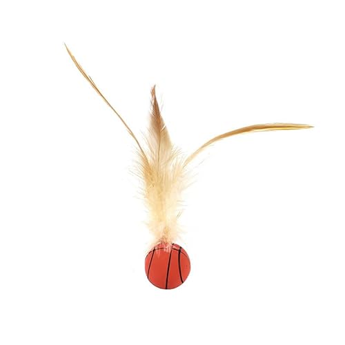 SuiHeill Katzenspielzeug aus Federn, elastischer Ball, interaktives Spielzeug für Kätzchen, Anti-Stress, Katzenminze, Spielzeug für fliegende Vögel, drinnen (Basketball Bouncy) von SuiHeill