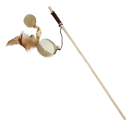 SuiHeill Lustiger Stab in Form einer Maus und Katzenfedern, mit Glöckchen zum Spielen, künstliche Maus, lustiges Spielzeug für Kätzchen, interaktive Angelrute (Little Pumpkin) von SuiHeill