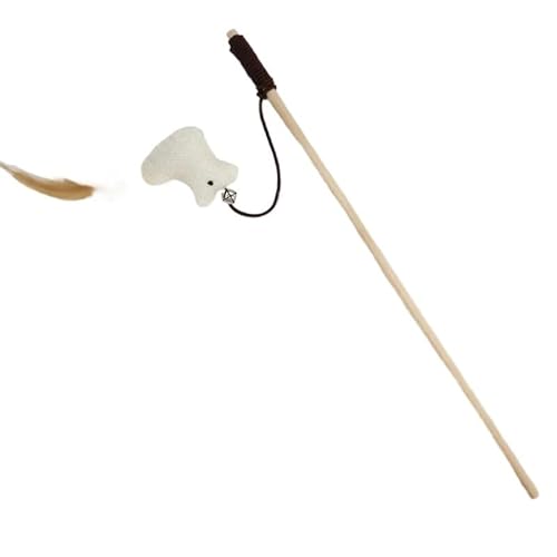 SuiHeill Lustiger Stab in Form von Maus und Katzenfedern mit Glöckchen zum Spielen, künstliche Maus, lustiges Spielzeug für Kätzchen, interaktive Angelrute (Chicken) von SuiHeill