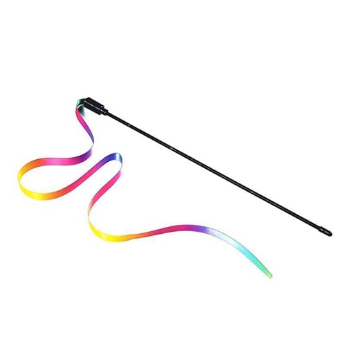 SuiHeill Lustiges Katzenspielzeug, Regenbogenband, Katzenstab, buntes Spielzeug, Kunststoffstab, interaktiver Stab, Zubehör für Katzen (60 cm) von SuiHeill