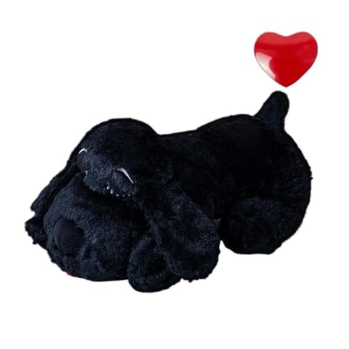 SuiHeill Pet Heartbeat Puppy Verhaltensweise, Hundetraining, Plüschtier, bequem, zur Linderung von Angstzuständen, Schlafhilfe, langlebig, Tropfen (Black Dog Heartbeat) von SuiHeill