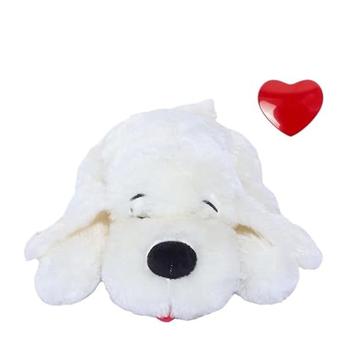 SuiHeill Pet Heartbeat Puppy Verhaltensweise, Hundetraining, Plüschtier, bequem, zur Linderung von Angstzuständen, Schlafhilfe, langlebig, Tropfen (White Dog Heartbeat) von SuiHeill