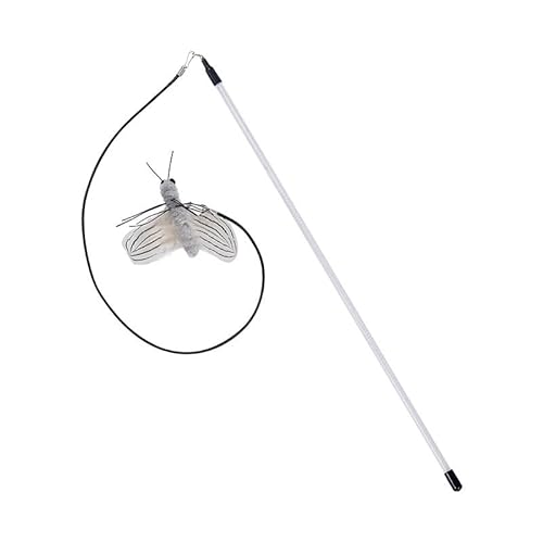 SuiHeill Stock für Katzen mit oder ohne Kabel, Libellenstab, Feder, Zubehör für Katzen, interaktives Spielzeug für Haustiere (2) von SuiHeill