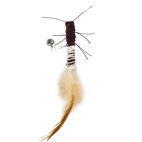 Teasing Cat Stick Kopf mit oder ohne Drahtstab, Libellenfeder, Katzenzubehör, interaktives lustiges Haustier-Katzenspielzeug-Zubehör (Braun B) von SuiHeill