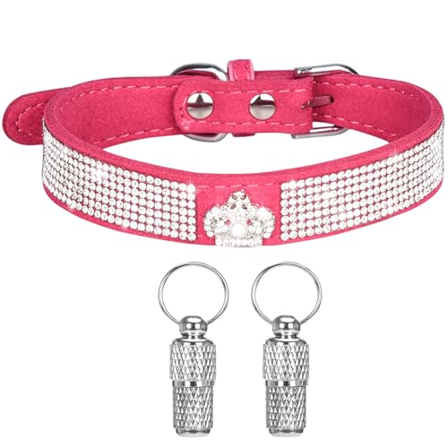 Suiecuor Hundehalsband Kleine Hunde Hundehalsband Strass Glänzende Diamanten Weiches Wildleder Verstellbares Welpenhalsband für Kleine Mittlere Hunde Dunkelrosa S Suiecuor Hundehalsband Kleine Hunde Hundehalsband Strass Glänzende Diamanten Weiches Wildleder Verstellbares Welpenhalsband für Kleine Mittlere Hunde Dunkelrosa S von Suiecuor