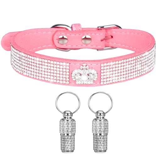 Suiecuor Hundehalsband Kleine Hunde Hundehalsband Strass Glänzende Diamanten Weiches Wildleder Verstellbares Welpenhalsband für Kleine Mittlere Hunde Rosa S Suiecuor Hundehalsband Kleine Hunde Hundehalsband Strass Glänzende Diamanten Weiches Wildleder Verstellbares Welpenhalsband für Kleine Mittlere Hunde Rosa S von Suiecuor