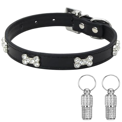 Suiecuor Hundehalsband Leder Welpenhalsband mit Knochen Hunde Halsbänder Geeignet für Hunde und Katzen von kleinen mittleren und großen Größen Schwarz M Suiecuor Hundehalsband Leder Welpenhalsband mit Knochen Hunde Halsbänder Geeignet für Hunde und Katzen von kleinen mittleren und großen Größen Schwarz M von Suiecuor