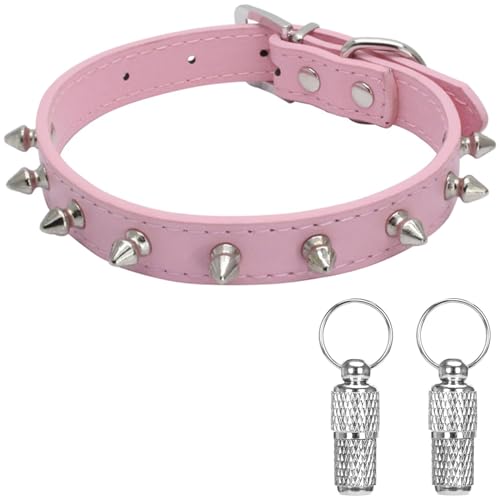 Suiecuor Leder hundehalsband mit Stacheln Bullet Nail Rivet Hunde Halsband geeignet für kleine mittlere und große Hunde und Katzen Rosa M Suiecuor Leder hundehalsband mit Stacheln Bullet Nail Rivet Hunde Halsband geeignet für kleine mittlere und große Hunde und Katzen Rosa M von Suiecuor