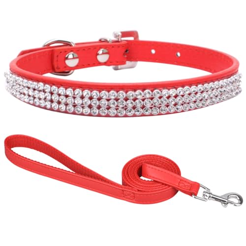 Suiecuor Hundehalsband mit Leine hundehalsband Strass hundehalsband kleine Hunde lederhalsband Hund für kleine mittlere und große Hunde Rot S Suiecuor Hundehalsband mit Leine hundehalsband Strass hundehalsband kleine Hunde lederhalsband Hund für kleine mittlere und große Hunde Rot S von Suiecuor