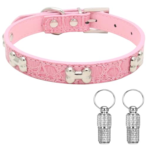 Suiecuor Leder hundehalsband Hunde Halsband mit Knochen Knochen geeignet für kleine mittlere und große Hunde und Katzen Rosa S Suiecuor Leder hundehalsband Hunde Halsband mit Knochen Knochen geeignet für kleine mittlere und große Hunde und Katzen Rosa S von Suiecuor