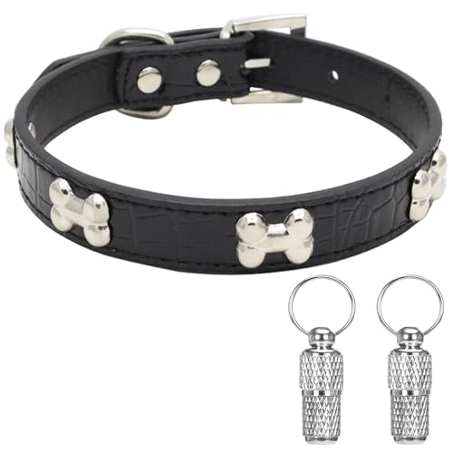 Suiecuor Leder hundehalsband Hunde Halsband mit Knochen Knochen geeignet für kleine mittlere und große Hunde und Katzen Schwarz XS Suiecuor Leder hundehalsband Hunde Halsband mit Knochen Knochen geeignet für kleine mittlere und große Hunde und Katzen Schwarz XS von Suiecuor