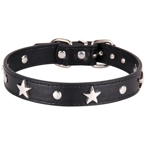 Suiecuor Lederhalsband Hund Welpenhalsband mit Metall Pentagramm Dekoration Halsband Hund Geeignet für kleine mittlere Hunde und Katzen Schwarz XS Suiecuor Lederhalsband Hund Welpenhalsband mit Metall Pentagramm Dekoration Halsband Hund Geeignet für kleine mittlere Hunde und Katzen Schwarz XS von Suiecuor
