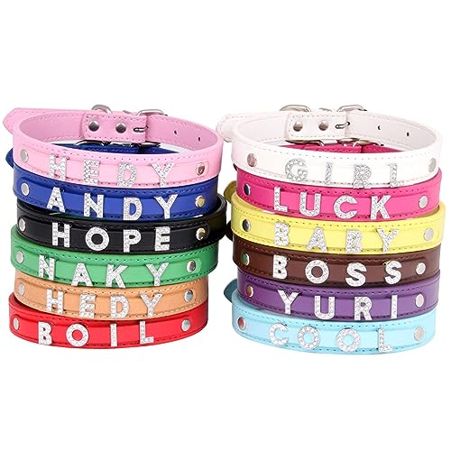 Suiecuor Personalisiertes Hundehalsband Hundehalsbänder mit personalisierten Buchstaben mit Strass Hundehalsband Leder für kleine mittelgroße Hunde Suiecuor Personalisiertes Hundehalsband Hundehalsbänder mit personalisierten Buchstaben mit Strass Hundehalsband Leder für kleine mittelgroße Hunde von Suiecuor