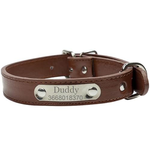 Suiecuor Benutzerdefinierte Hundehalsband Leder Hundehalsband mit personalisierten Edelstahl Tag Hundehalsbänder klein mittel groß von Suiecuor