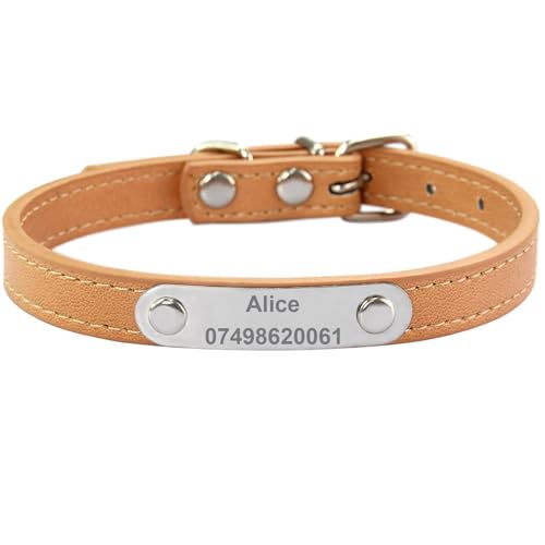 Suiecuor Personalisiertes Hundehalsband aus Leder Hundehalsband mit personalisierter Hundemarke aus Edelstahl Kleine Mittlere Große Hundehalsbänder Suiecuor Personalisiertes Hundehalsband aus Leder Hundehalsband mit personalisierter Hundemarke aus Edelstahl Kleine Mittlere Große Hundehalsbänder von Suiecuor