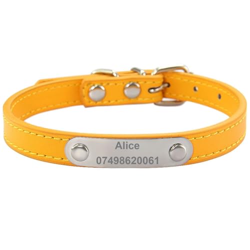 Suiecuor Personalisiertes Hundehalsband aus Leder Hundehalsband mit personalisierter Hundemarke aus Edelstahl Kleine Mittlere Große Hundehalsbänder Suiecuor Personalisiertes Hundehalsband aus Leder Hundehalsband mit personalisierter Hundemarke aus Edelstahl Kleine Mittlere Große Hundehalsbänder von Suiecuor